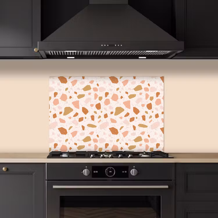 Terrazzo - Patroon - Kleurrijk - Zalm keuken achterwand spatscherm klein 900 -sfeer1