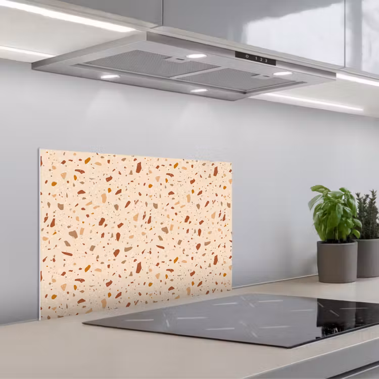 Terrazzo - Patroon - Kleurrijk - Steen keuken achterwand spatscherm klein 900 -3d_schuin