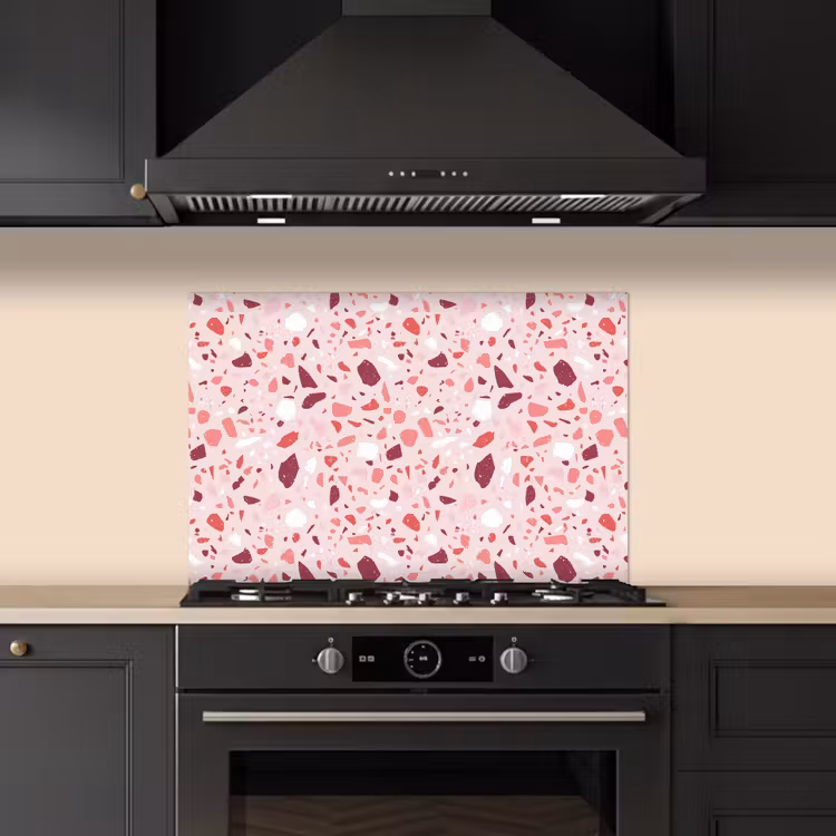 Terrazzo - Patroon - Roze keuken achterwand spatscherm klein 900 -sfeer1