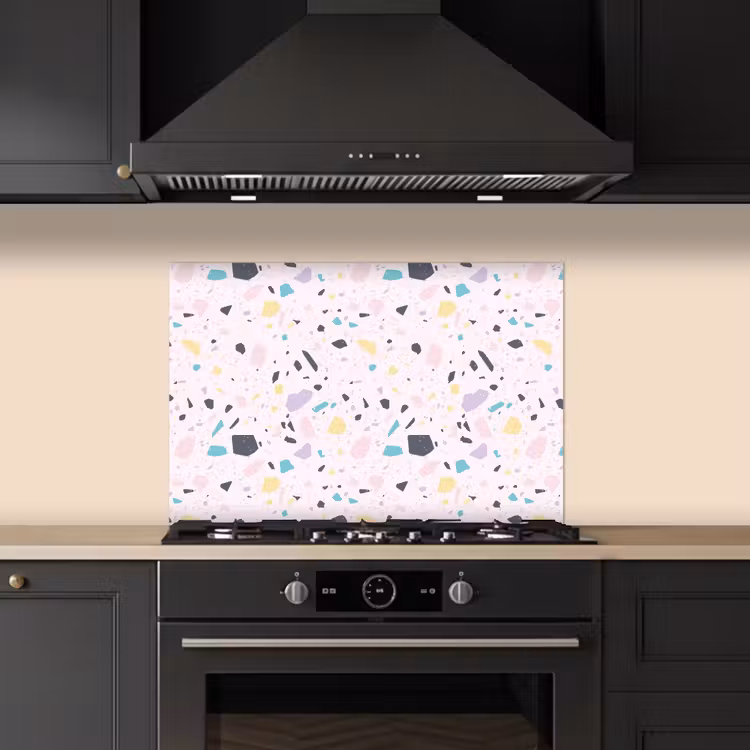 Terrazzo -  Patroon - Zacht - Snoep keuken achterwand spatscherm klein 900 -sfeer1