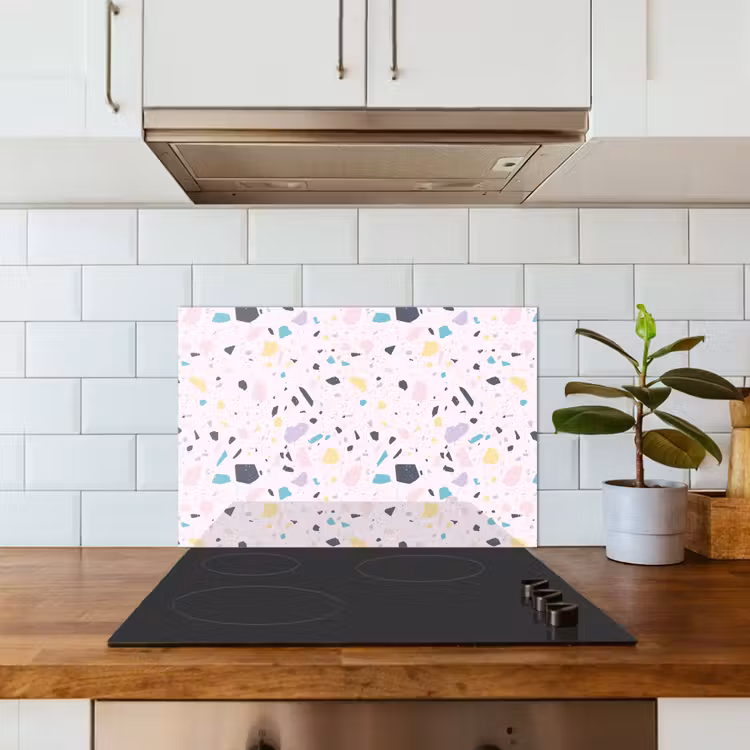 Terrazzo -  Patroon - Zacht - Snoep keuken achterwand spatscherm klein 900 -sfeer2