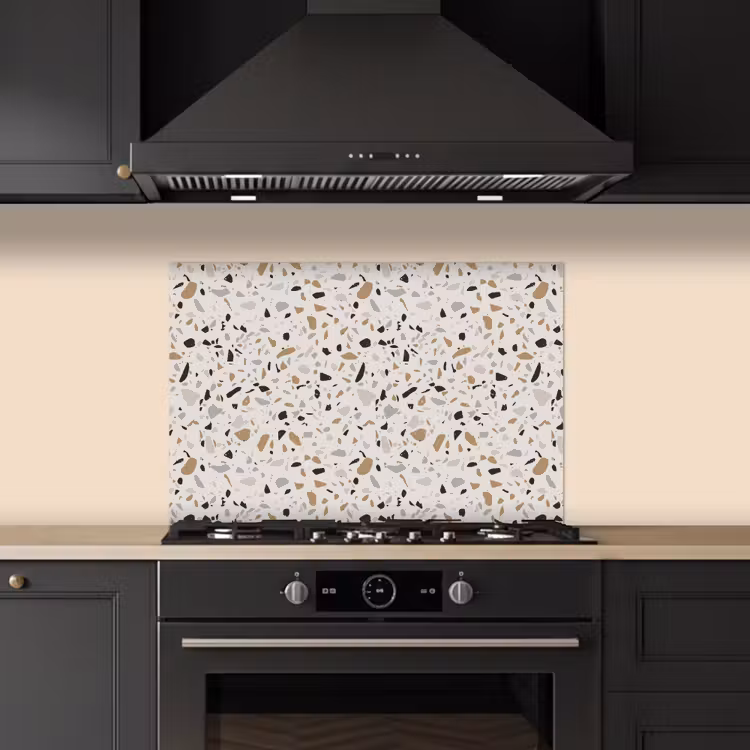 Terrazzo - Patroon - Staal keuken achterwand spatscherm klein 900 -sfeer1