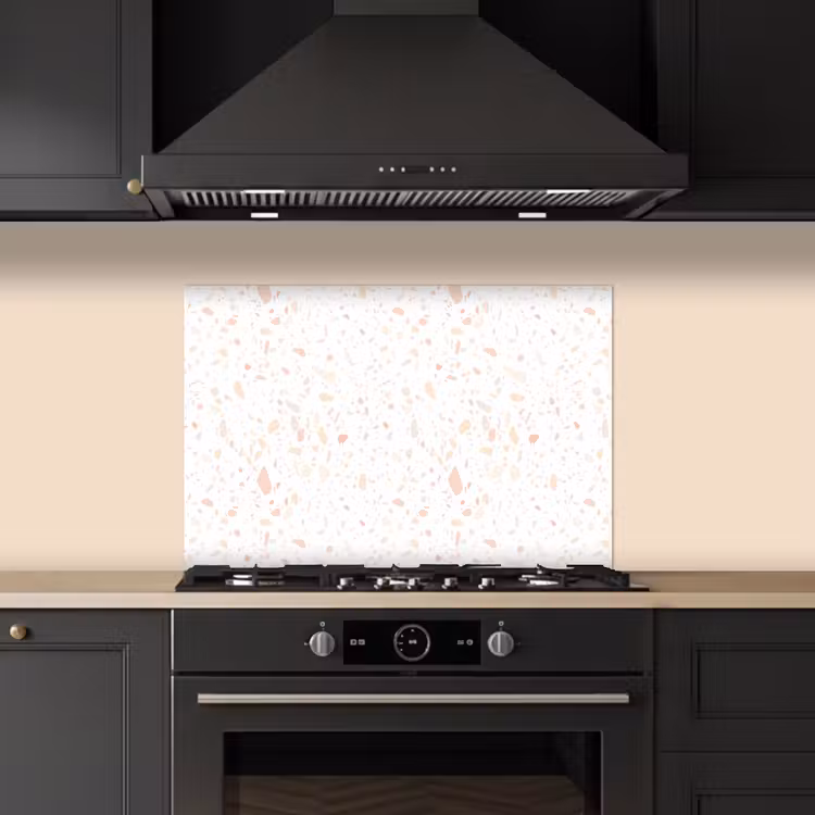 Terrazzo - Patroon - Wit - Perzik keuken achterwand spatscherm klein 900 -sfeer1