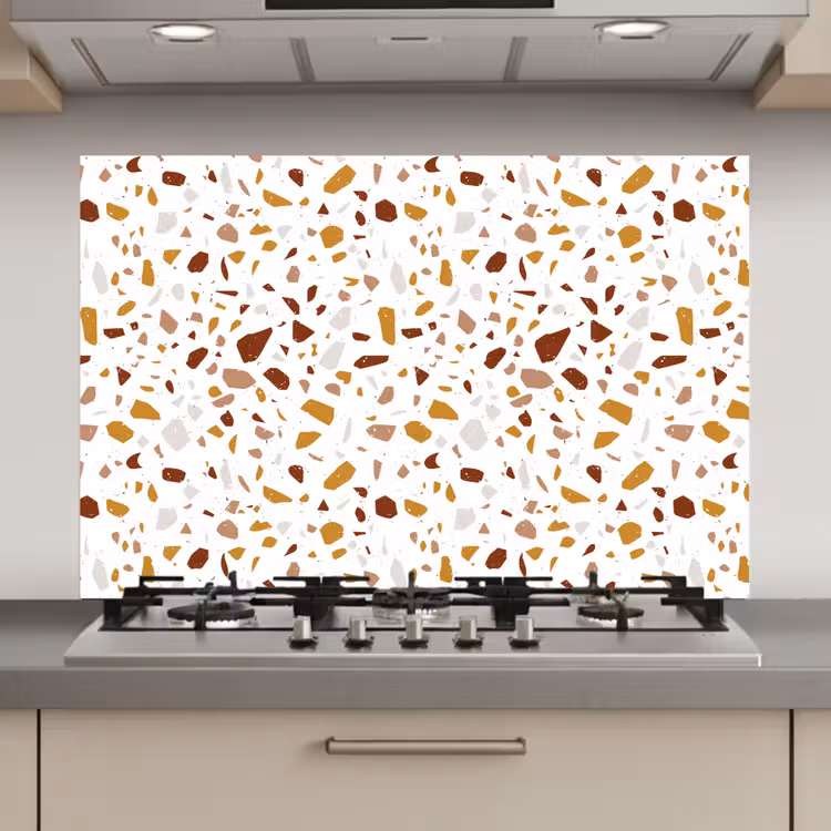 Terrazzo -  Patroon - Wit - Urban keuken achterwand spatscherm klein 900 -3d_website