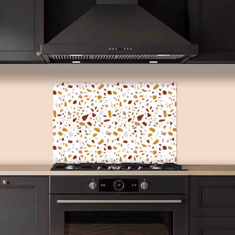 Terrazzo -  Patroon - Wit - Urban keuken achterwand spatscherm klein 900 -sfeer1