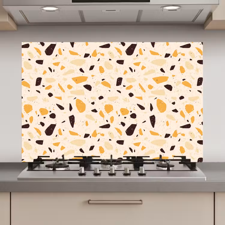 Terrazzo - Patroon - Geel - keuken achterwand spatscherm klein 900 -3d_website