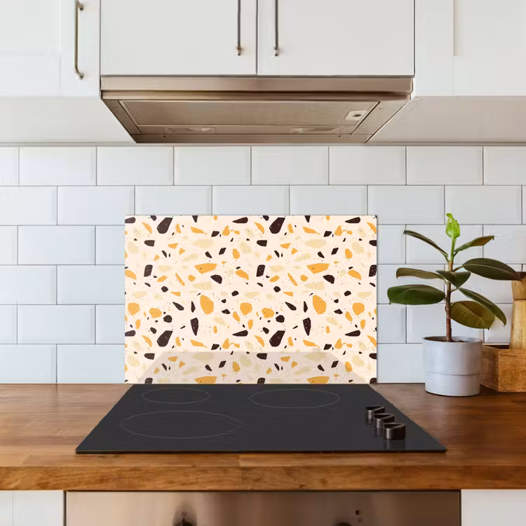 Terrazzo - Patroon - Geel - keuken achterwand spatscherm klein 900 -sfeer2