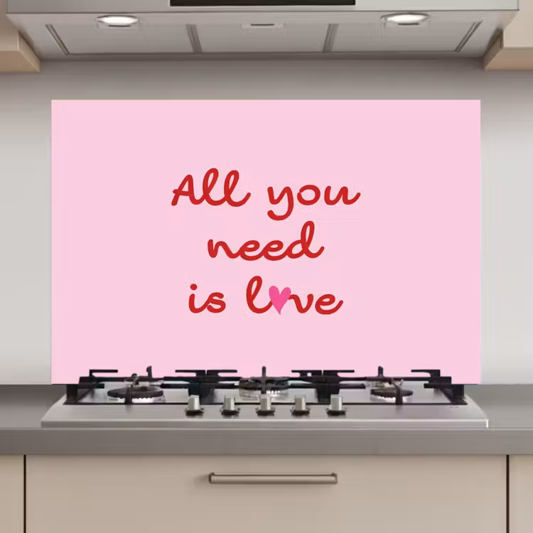 Tekst - Roze - Love - Hart keuken achterwand spatscherm klein -3d_website