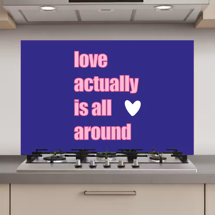 Tekst - Valentijn - Love - Blauw keuken achterwand spatscherm klein -3d_website