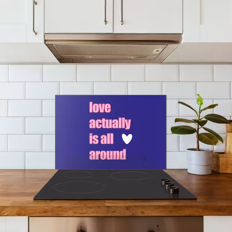 Tekst - Valentijn - Love - Blauw keuken achterwand spatscherm klein -sfeer2