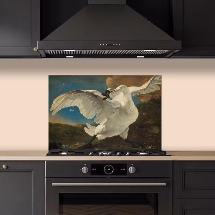 De bedreigde zwaan - Schilderij van Jan Asselijn keuken achterwand spatscherm klein -sfeer1