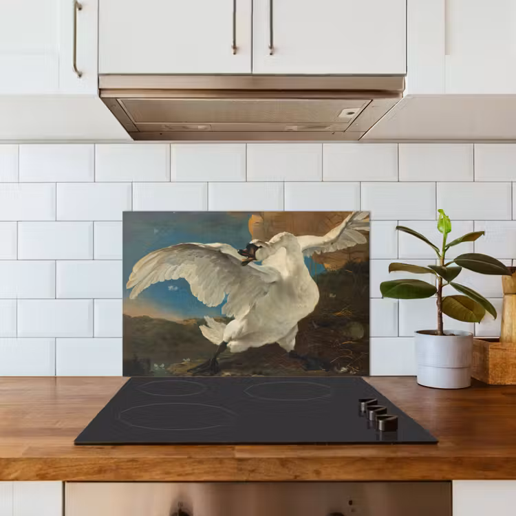 De bedreigde zwaan - Schilderij van Jan Asselijn keuken achterwand spatscherm klein -sfeer2