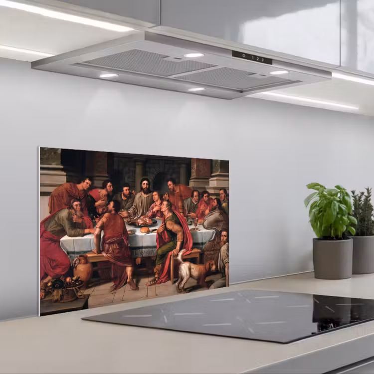Het laatste avondmaal - Schilderij van Willem Key keuken achterwand spatscherm klein -3d_schuin