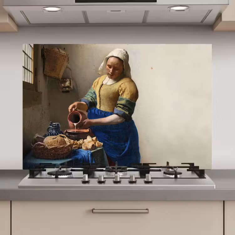 Het melkmeisje - Kunst - Oude meesters - Vermeer keuken achterwand spatscherm klein -3d_website