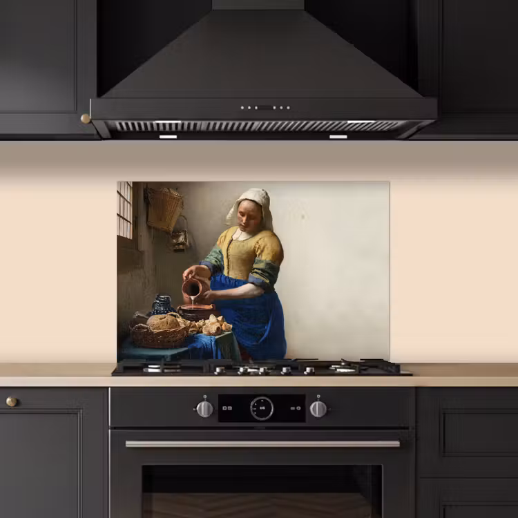 Het melkmeisje - Kunst - Oude meesters - Vermeer keuken achterwand spatscherm klein -sfeer1
