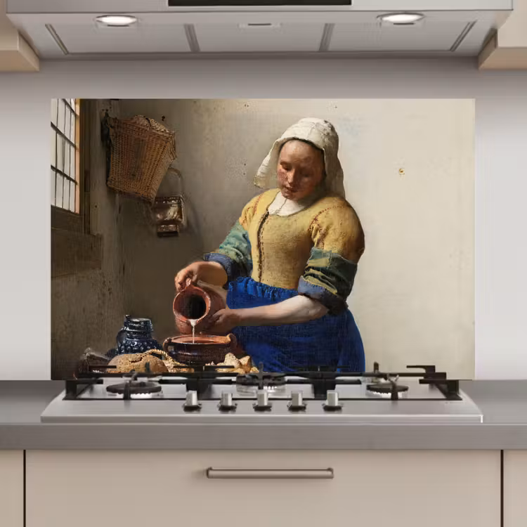 Het melkmeisje - Schilderij van Johannes Vermeer keuken achterwand spatscherm klein -3d_website