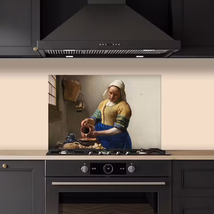 Het melkmeisje - Schilderij van Johannes Vermeer keuken achterwand spatscherm klein -sfeer1