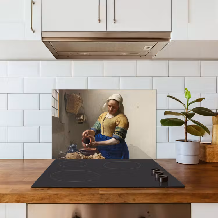 Het melkmeisje - Schilderij van Johannes Vermeer keuken achterwand spatscherm klein -sfeer2