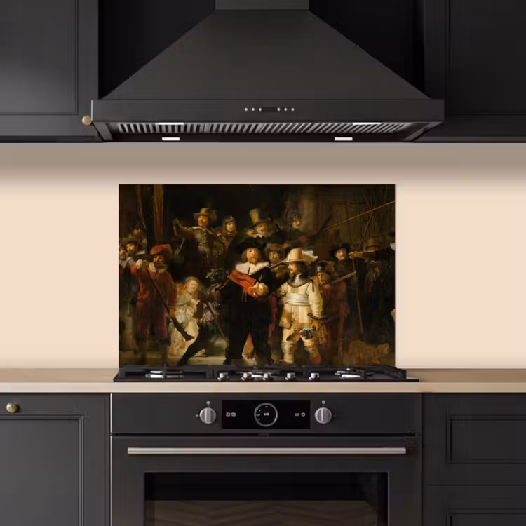 De Nachtwacht - Schilderij van Rembrandt van Rijn keuken achterwand spatscherm klein -sfeer1