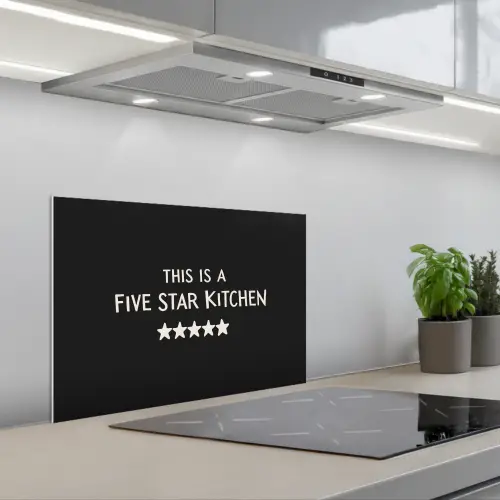 This is a five star kitchen keuken achterwand spatscherm klein -3d_schuin