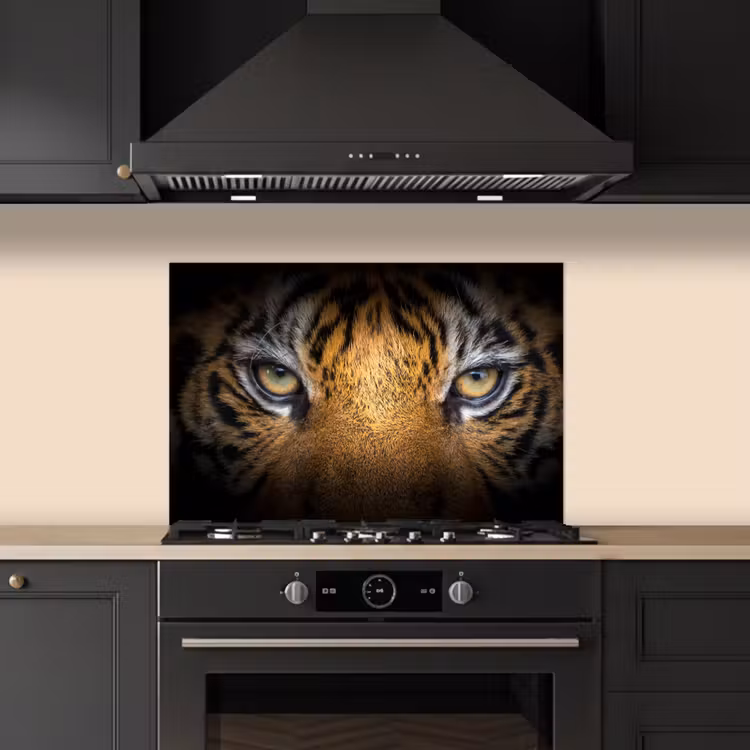 Tijger - Zwart - Dier keuken achterwand spatscherm klein -sfeer1