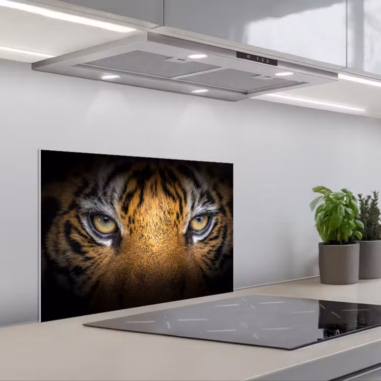 Tijger - Zwart - Dier keuken achterwand spatscherm klein -3d_schuin
