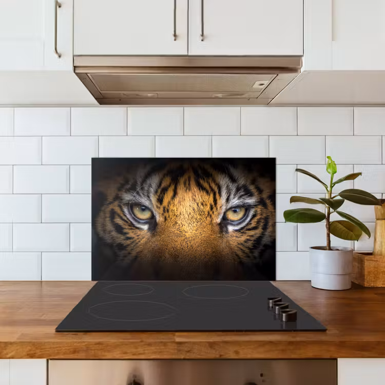 Tijger - Zwart - Dier keuken achterwand spatscherm klein -sfeer2