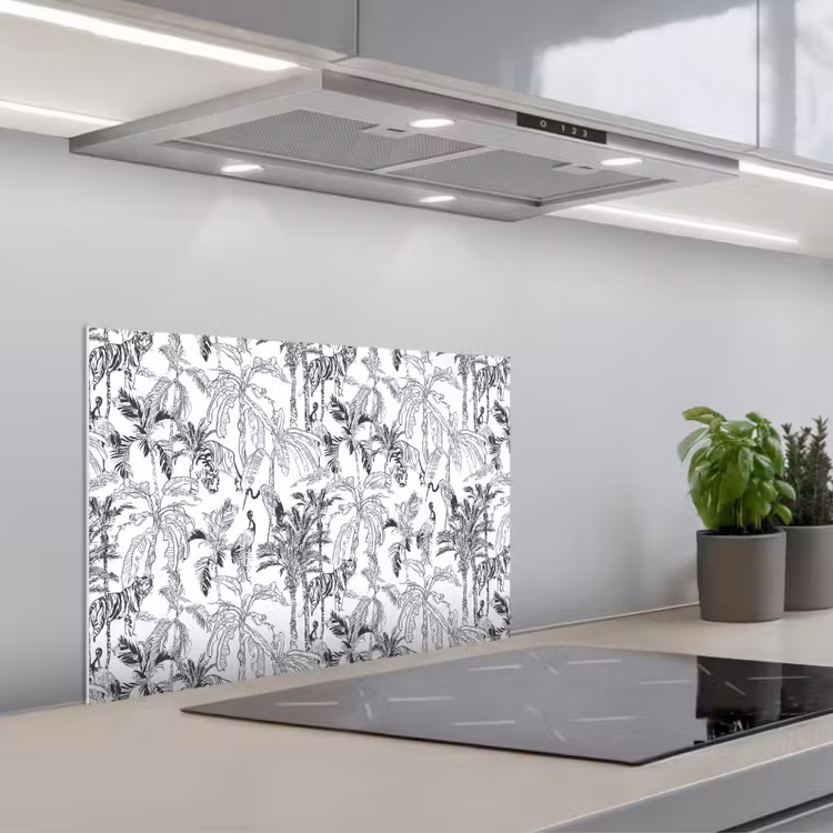 Tijger - Oerwoud - Grijs keuken achterwand spatscherm klein 900 -3d_schuin