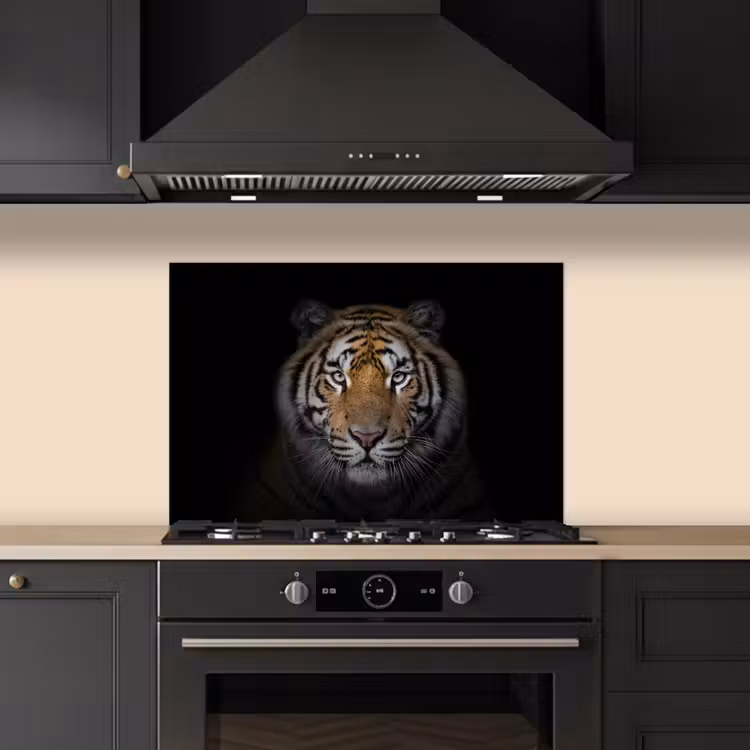 Tijger - Wilde dieren - Portret - Zwart - Dieren keuken achterwand spatscherm klein -sfeer1