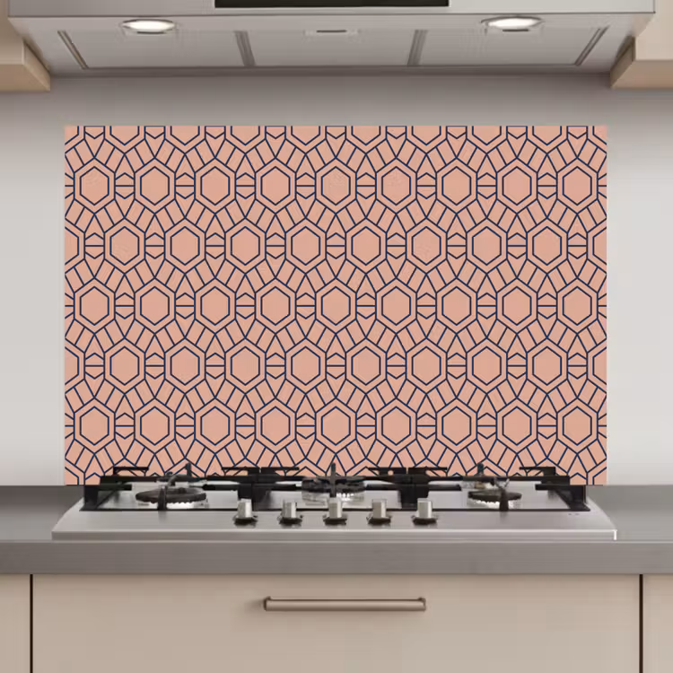 Strak - Patroon - Roze - Donkerblauw keuken achterwand spatscherm klein 900 -3d_website