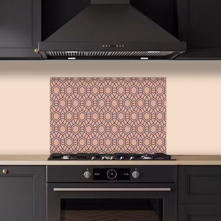 Strak - Patroon - Roze - Donkerblauw keuken achterwand spatscherm klein 900 -sfeer1