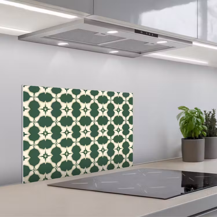 Tegel - Klassiek - Groen keuken achterwand spatscherm klein 900 -3d_schuin
