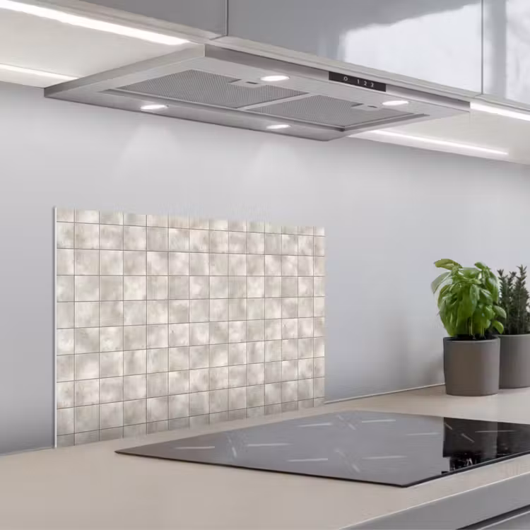 Tegels - Natuurlijk - Grijs keuken achterwand spatscherm klein 900 -3d_schuin