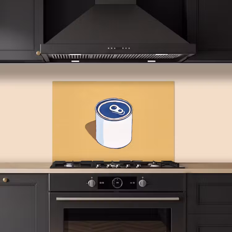 Blikje - Minimalistisch - Blauw - Illustratie keuken achterwand spatscherm klein -sfeer1