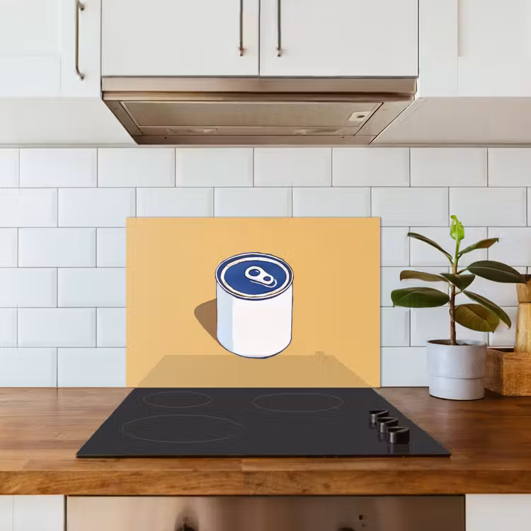 Blikje - Minimalistisch - Blauw - Illustratie keuken achterwand spatscherm klein -sfeer2