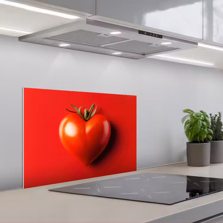 Tomaat - Rood - Hart keuken achterwand spatscherm klein -3d_schuin