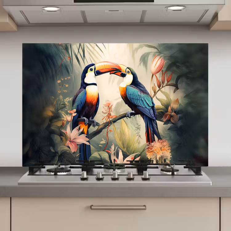 Toekan - Vogels - Bloemen - Natuur - Jungle keuken achterwand spatscherm klein -3d_website