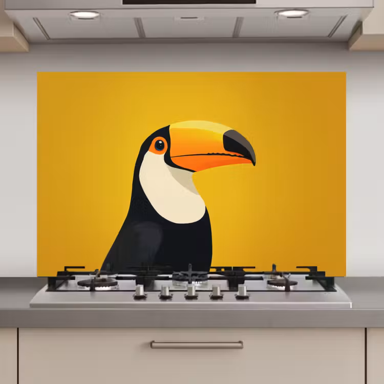 Toekan - Minimalistisch - Snavel - Oranje keuken achterwand spatscherm klein -3d_website