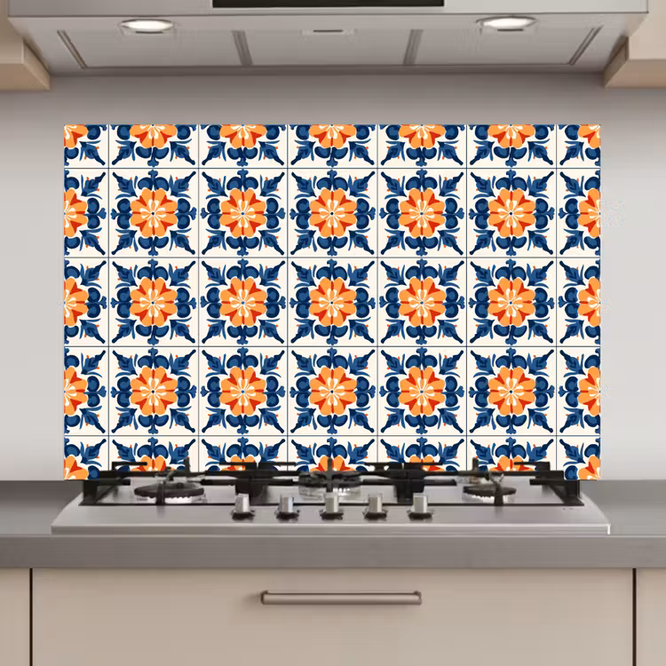 Traditioneel - Tegel - Oranje keuken achterwand spatscherm klein 900 -3d_website