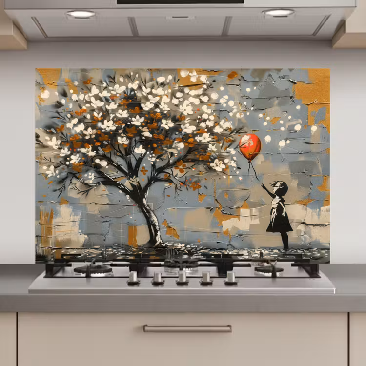 Boom - Graffiti - Banksy Style - Balloon Girl keuken achterwand spatscherm klein -3d_website