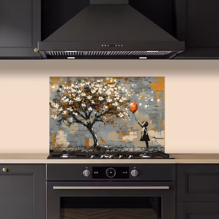 Boom - Graffiti - Banksy Style - Balloon Girl keuken achterwand spatscherm klein -sfeer1