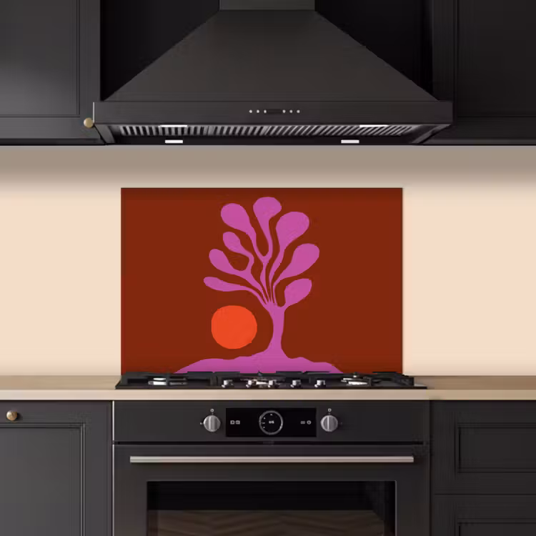 Boom - Paars - Cirkel - Vloeiend keuken achterwand spatscherm klein -sfeer1