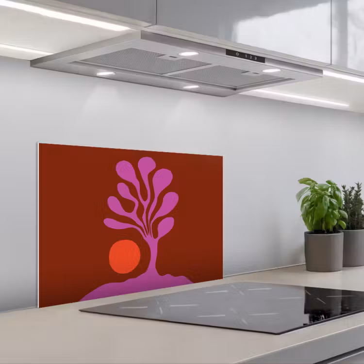 Boom - Paars - Cirkel - Vloeiend keuken achterwand spatscherm klein -3d_schuin