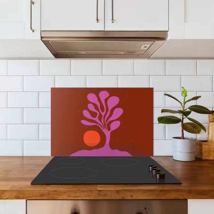 Boom - Paars - Cirkel - Vloeiend keuken achterwand spatscherm klein -sfeer2