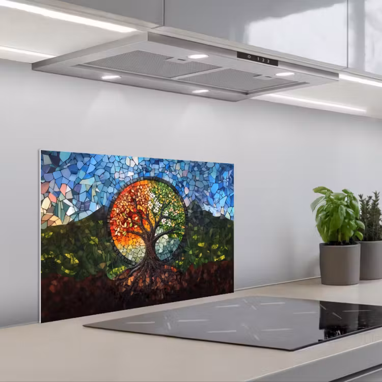 Boom - Seizoenen - Mozaïek - Bergen keuken achterwand spatscherm klein -3d_schuin