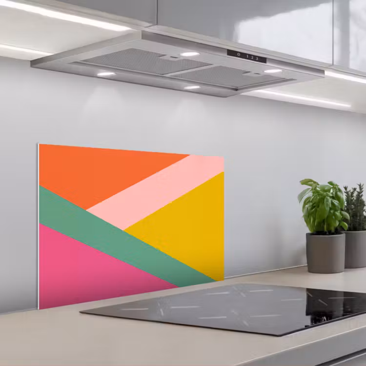 Driehoeken - Kleurrijk - Abstract keuken achterwand spatscherm klein -3d_schuin