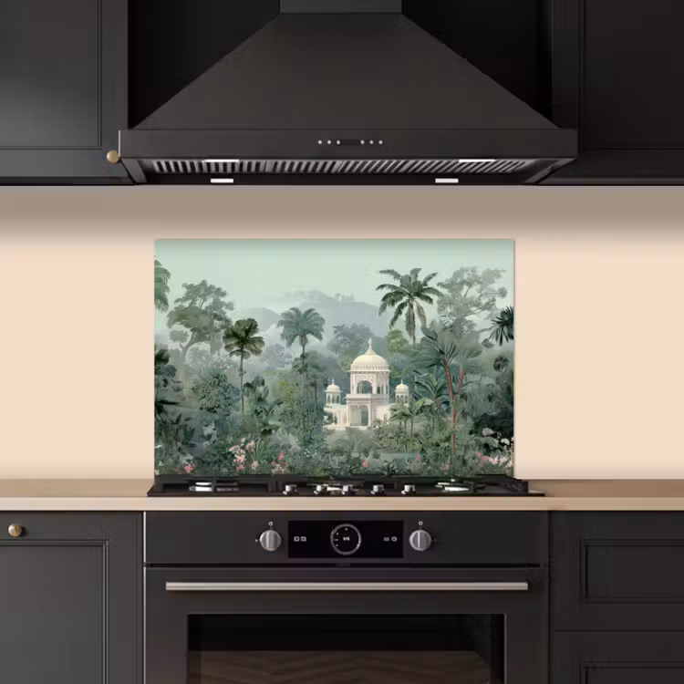 Tropische tuin - Koepelgebouw - Bloemen keuken achterwand spatscherm klein -sfeer1