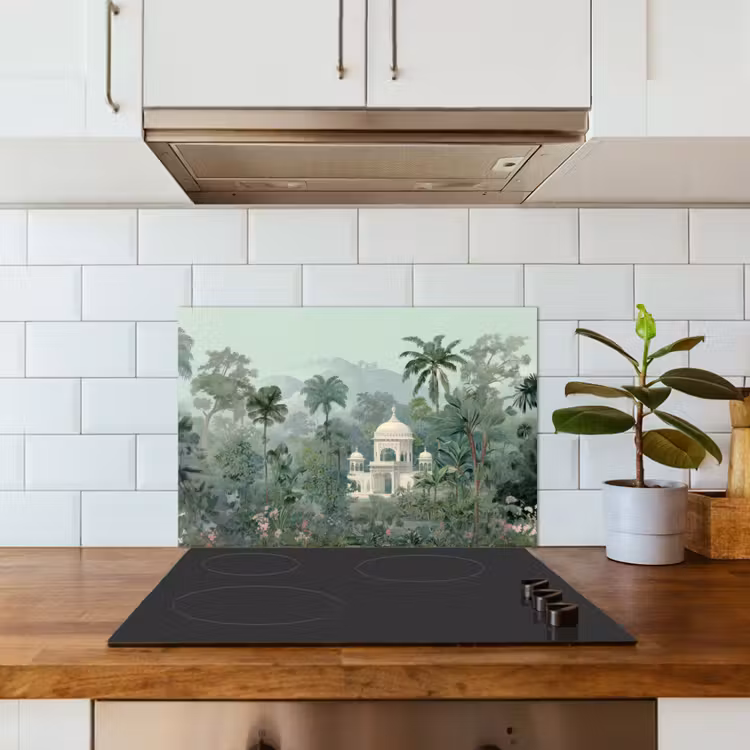 Tropische tuin - Koepelgebouw - Bloemen keuken achterwand spatscherm klein -sfeer2