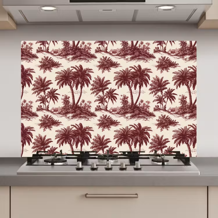Tropisch - Geometrisch - Bordeauxrood keuken achterwand spatscherm klein 900 -3d_website