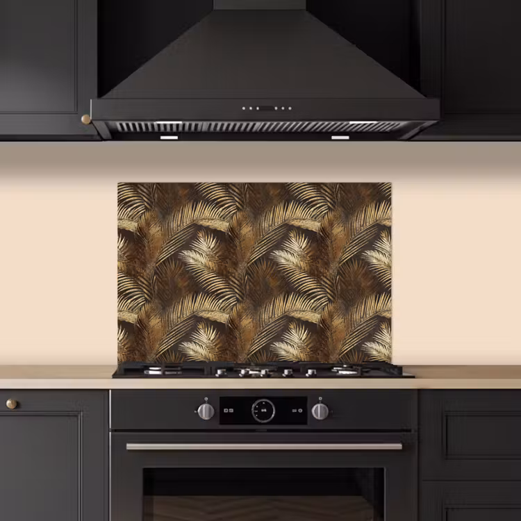 Tropisch - Bladeren - Goud keuken achterwand spatscherm klein 900 -sfeer1